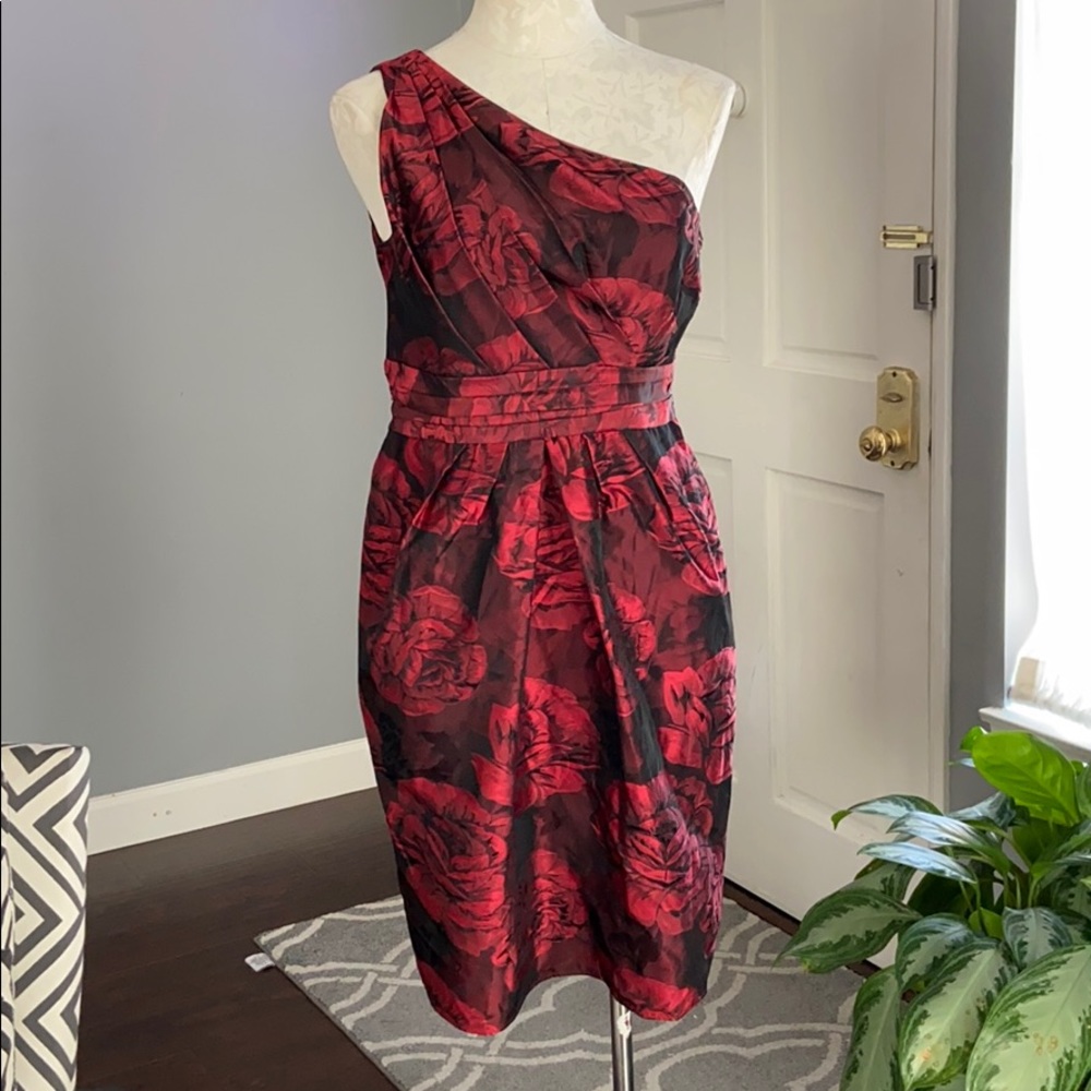 Principles Red Floral One Shoulder Dress
